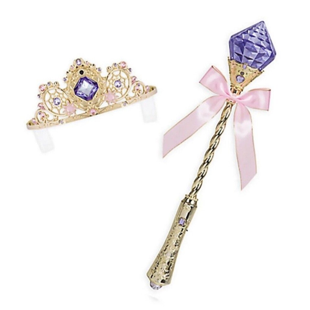 Disney Store Princess Rapunzel Deluxe Light Up Costume Tiara Wand Size 5/6 FLAW - Picture 5 of 15
